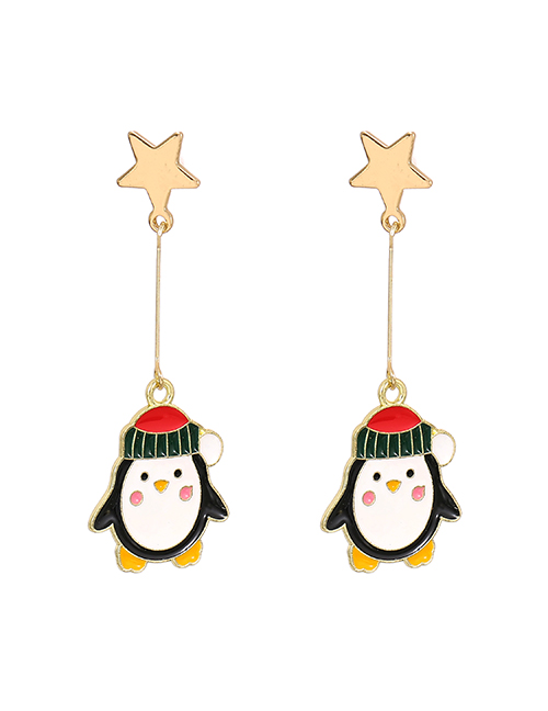 Fashion Penguin Alloy Drip Oil Santa Hair Ball Penguin Elk Earrings
