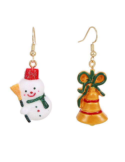 Fashion Bell Snowman Christmas Dripping Bell Snowman Asymmetric Earrings