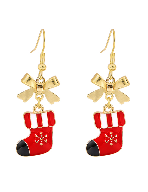Fashion Boots Alloy Drip Oil Christmas Christmas Hat And Christmas Boot Earrings