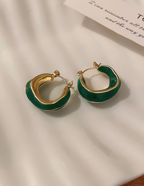 Fashion Green Dripping Glaze Geometric Round Earrings