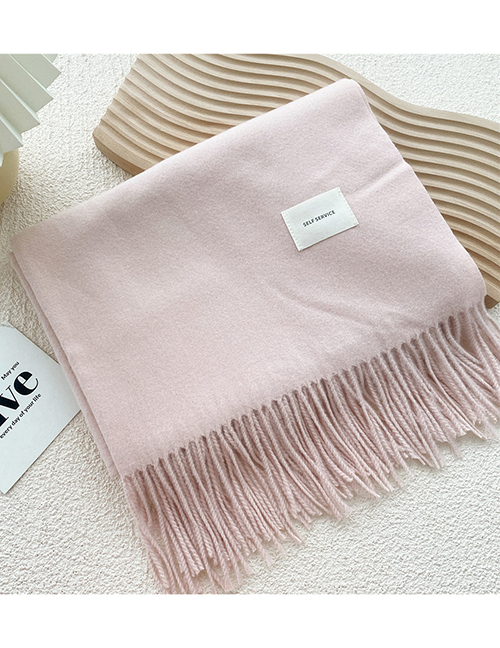 Fashion Pink Fringe Scarf With Faux Cashmere Letters