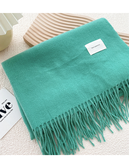 Fashion Green Fringe Scarf With Faux Cashmere Letters