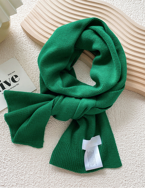 Fashion Leaf Green Knitted Patch Long Scarf