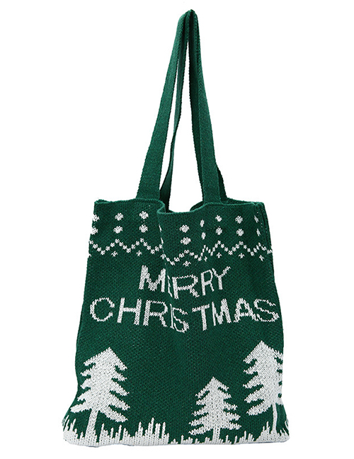 Fashion Green Knitted Christmas Shoulder Bag