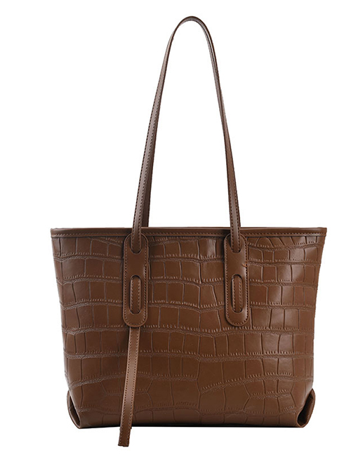 Fashion Brown Stone Pattern Large Capacity Shoulder Bag