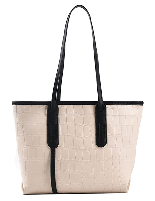 Fashion White With Black Stone Pattern Large Capacity Shoulder Bag