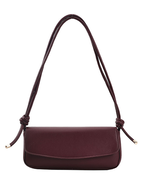 Fashion Fuchsia Pu Knotted Shoulder Strap Baguette Shoulder Bag