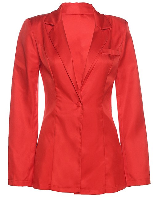 Fashion Red Lapel Long Sleeve Suit