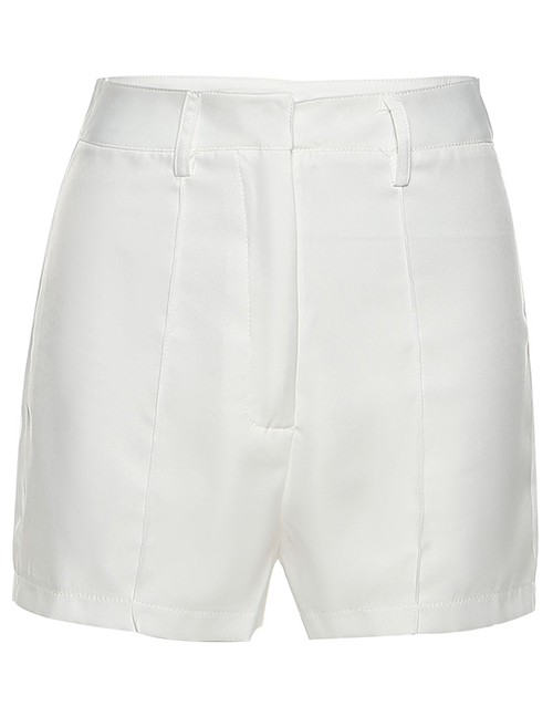 Fashion White Shorts-k21p05291 Zip Suit Shorts