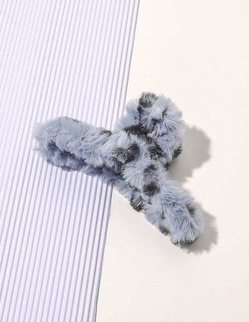 Fashion Light Blue Leopard Print Plush Hairpin