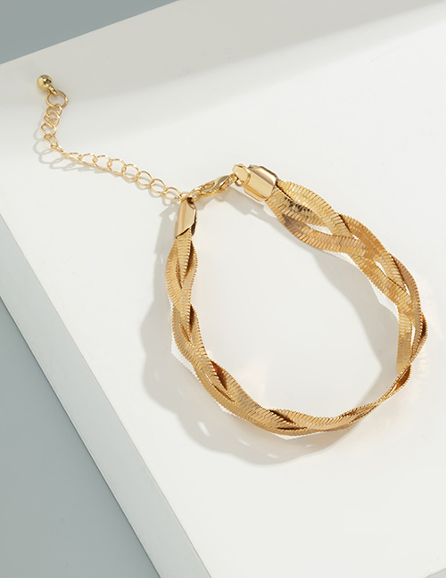 Fashion Gold Color Metal Flat Snake Chain Winding Bracelet