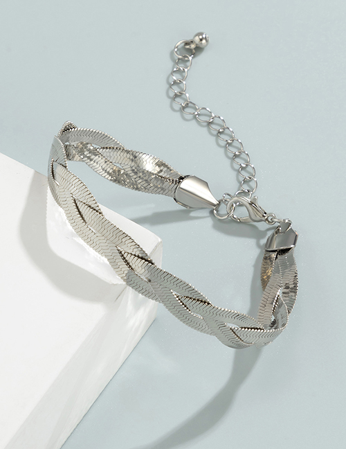 Fashion Silver Color Metal Flat Snake Chain Winding Bracelet