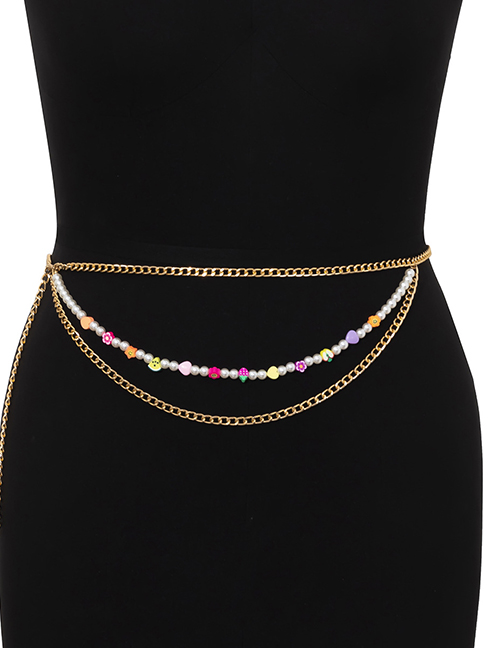 Fashion Gold Color Geometric Beaded Chain Tassel Body Chain