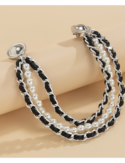 Fashion White K Geometric Pearl Beaded Chain Winding Waist Chain