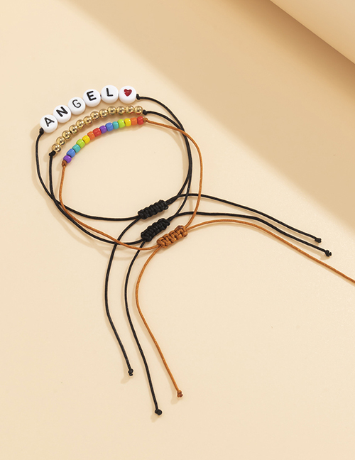 Fashion Color Mixing Acrylic Letter Beaded Braided Bracelet Set