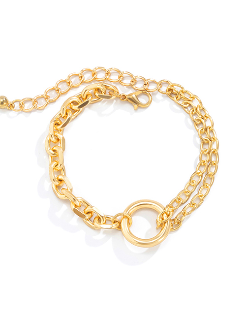 Fashion Bracelet Gold Color Metal Ring Cross Chain Bracelet