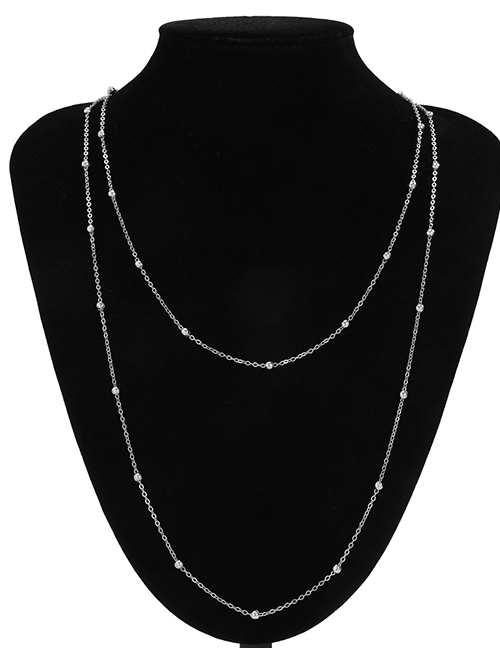 Fashion White K Metallic Geometric Round Bead Chain Necklace