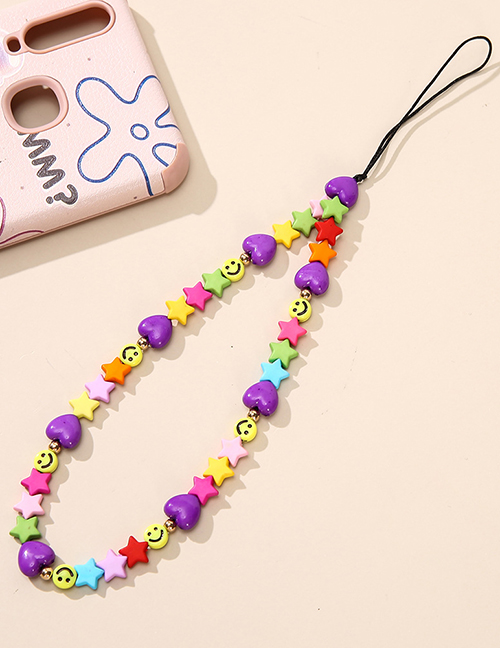 Fashion Color Cartoon Stars Smiley Beaded Mobile Phone Strap
