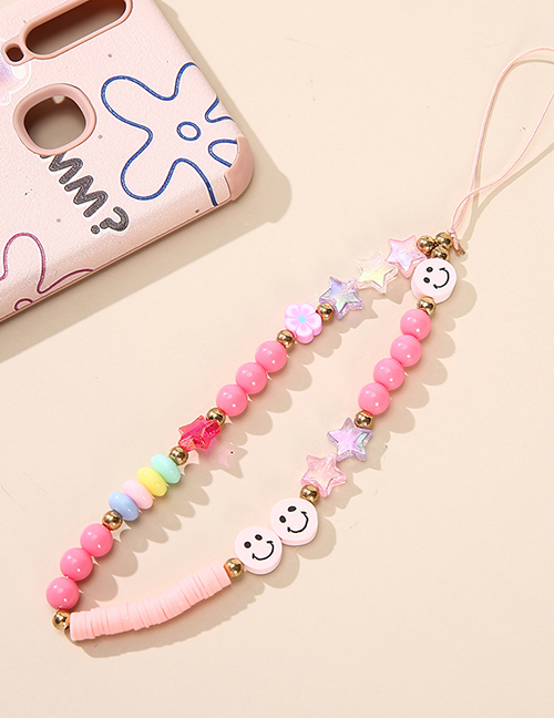 Fashion Smiley Smiley Five-pointed Star Soft Ceramic Beaded Mobile Phone Strap