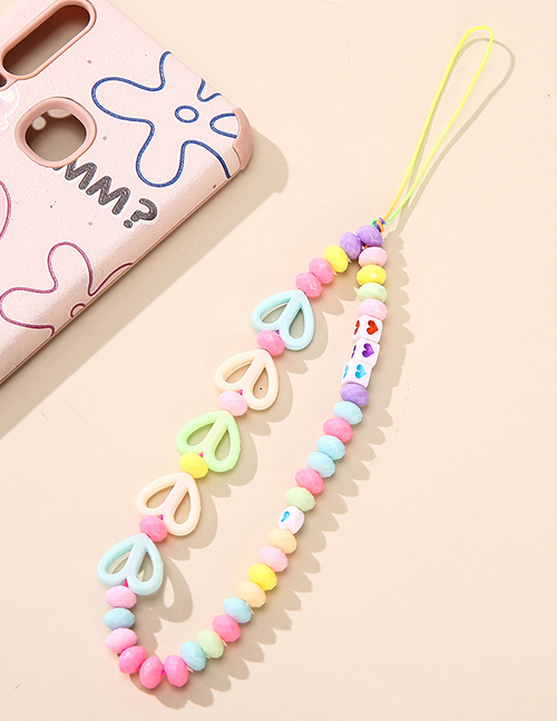 Fashion Bead Peach Heart Love Geometric Beaded Soft Ceramic Mobile Phone Strap