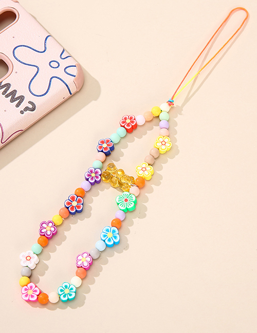 Fashion Flower Bear Love Geometric Beaded Soft Ceramic Mobile Phone Strap