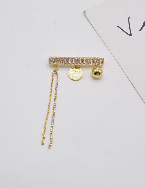 Fashion Gold Embossed Portrait Gold Coin With Diamond Tassel Brooch