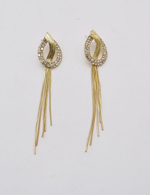 Fashion Gold Metallic Diamond Tassel Earrings