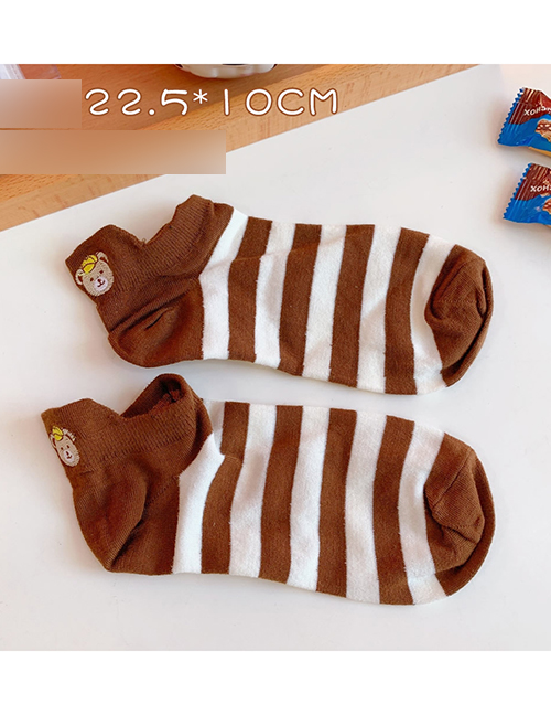 Fashion Coffee Striped Bear Bear Cub Socks