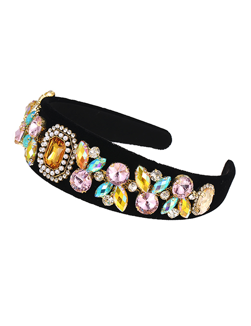 Fashion Color 3 Fabric Alloy Diamond-studded Pearl Geometric Headband