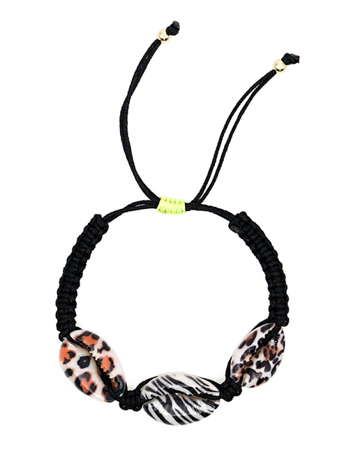 Fashion Black Leopard Shell Braided Bracelet