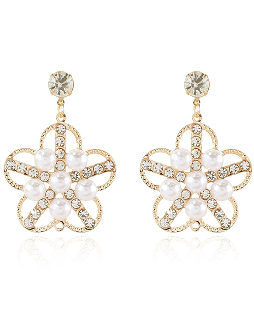 Fashion Gold Color Alloy Flower Hollow Earrings