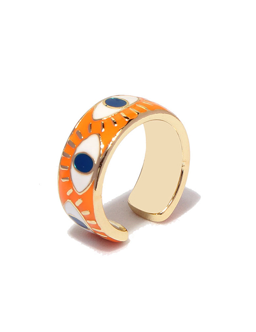 Fashion Orange Gold-plated Copper Dripping Eye Ring