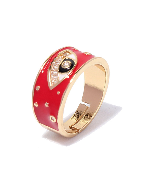Fashion Red Geometric Dripping Eye Ring