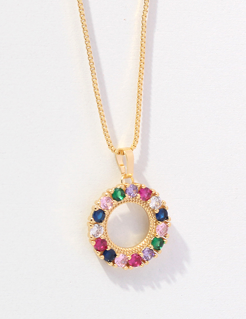 Fashion 3# Alloy Diamond Heart Pentagram Circle Necklace