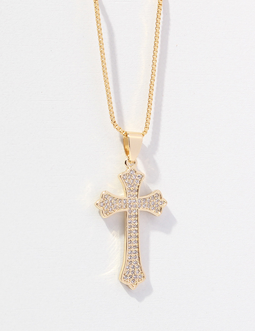 Fashion 2# Micro Zirconium Cross Necklace