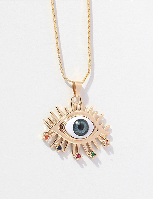 Fashion Grey Micro Diamond Eye Necklace