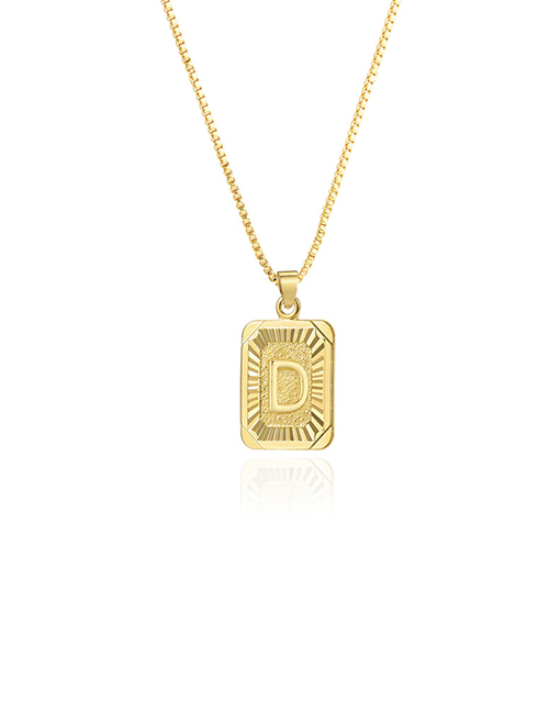 Fashion D Metal Square 26 Letters Necklace