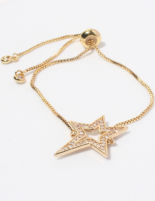 Fashion Five-pointed Star Alloy Inlaid Zirconium Pull-out Pin Lightning Five-pointed Star Bracelet