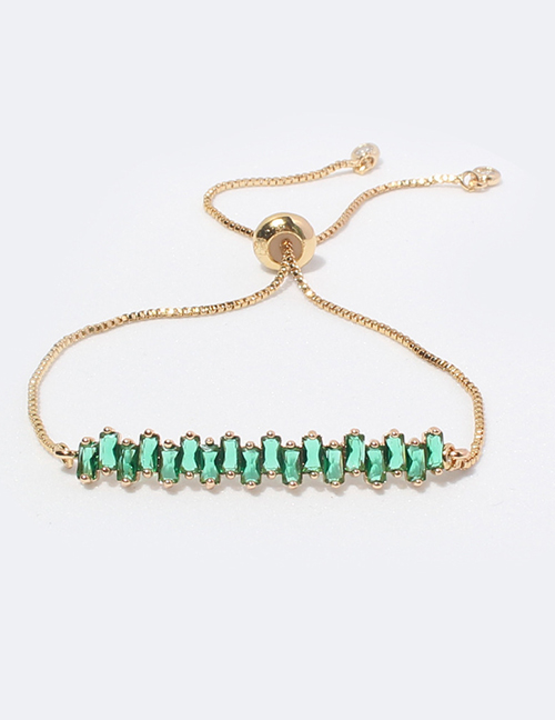 Fashion Green Rectangular Diamond Row Pull-out Bracelet