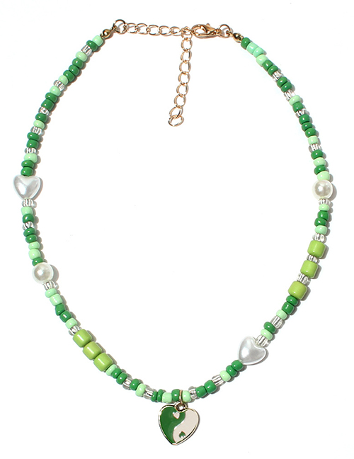 Fashion Green Dripping Love Tai Chi Beaded Necklace