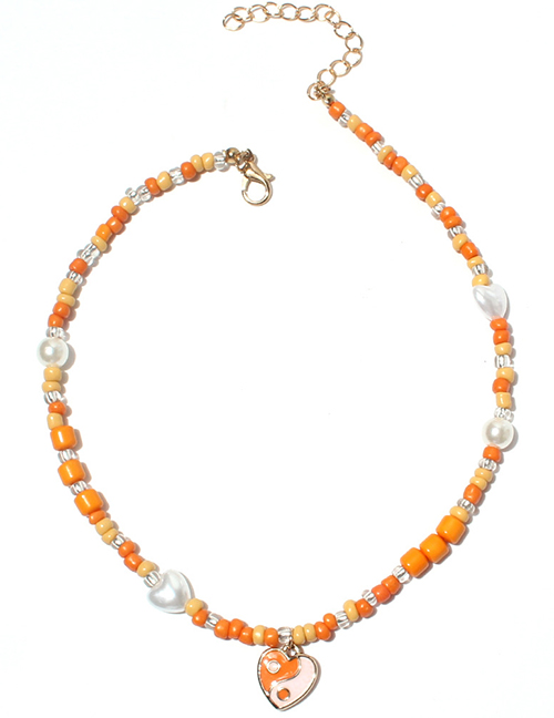 Fashion Orange Dripping Love Tai Chi Beaded Necklace