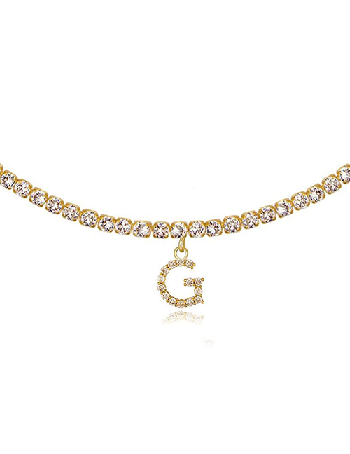 Fashion G Gold Color Alloy 26 Letters Necklace With Diamonds