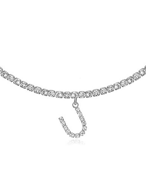 Fashion U Silver Alloy 26 Letters Necklace With Diamonds