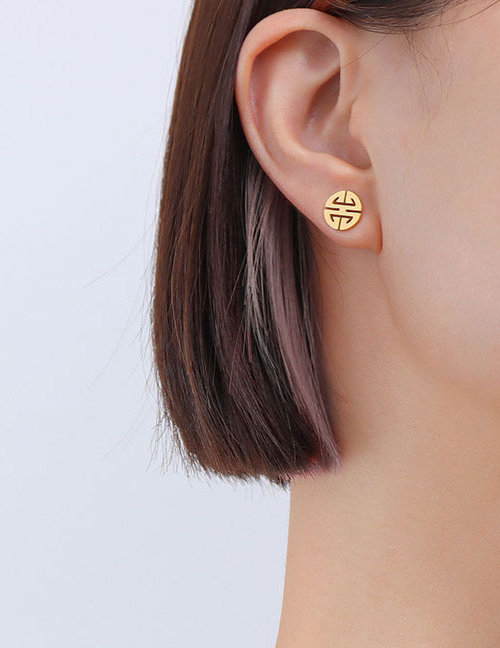 Fashion Gold Coloren Earrings Titanium Steel Geometric Ear Ring