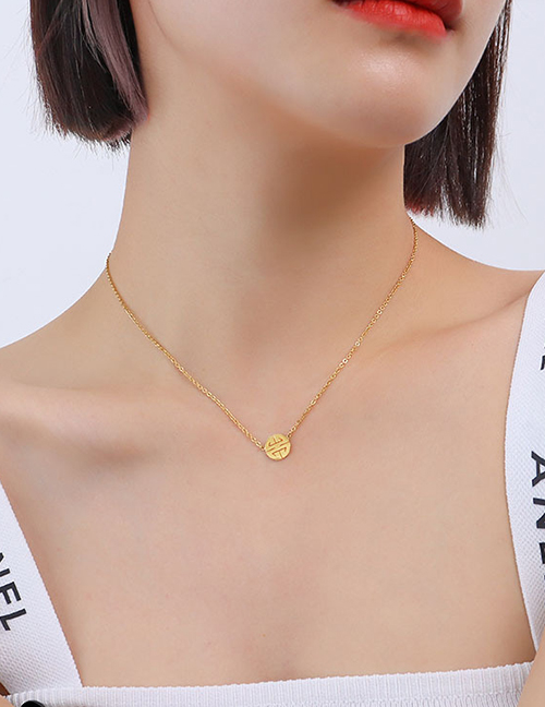 Fashion Gold Coloren Necklace 40+5cm Titanium Steel Geometric Necklace