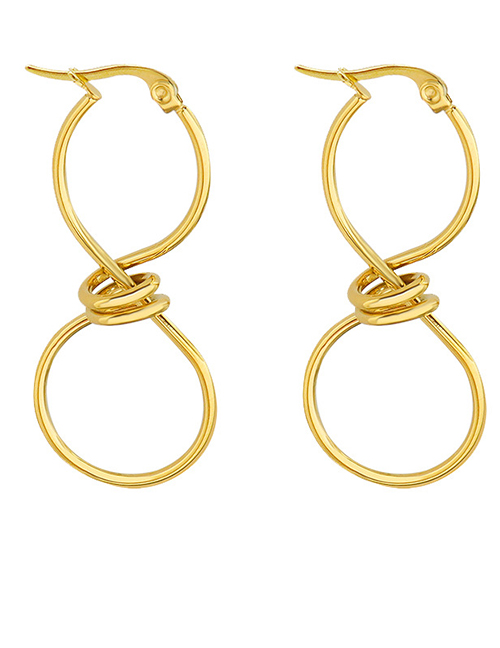 Fashion Gold Color Titanium Steel Figure 8 Twist Earrings