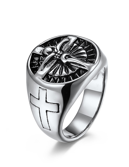 Fashion Steel Color Titanium Steel Jesus Cross Ring