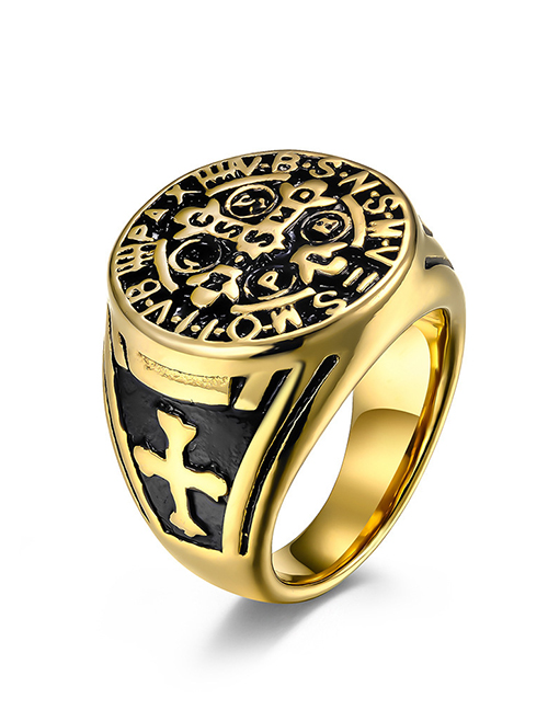Fashion Gold Color Stainless Steel Cross Geometry Ring