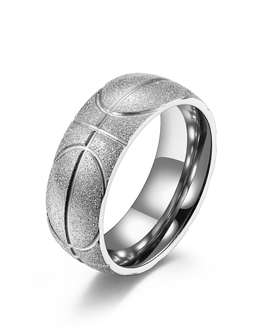 Fashion Steel Color Frosted Stainless Steel Basketball Engraving Ring
