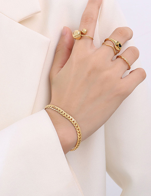Fashion Gold Color Wide Bracelet 15+5cm Titanium Steel Blade Chain Bracelet